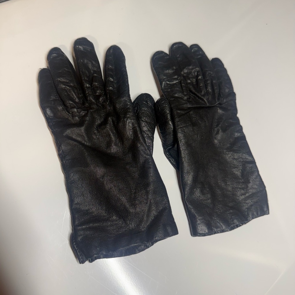 Vintage Genuine Leather Gloves (Size 7) Lambswool & Cashmere Lined